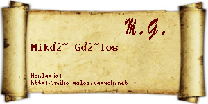 Mikó Gálos névjegykártya
